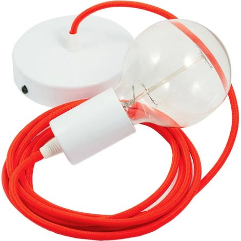Lampada sospensione Creative-cables rf15 cavo tessile 1m arancione (1/3)
