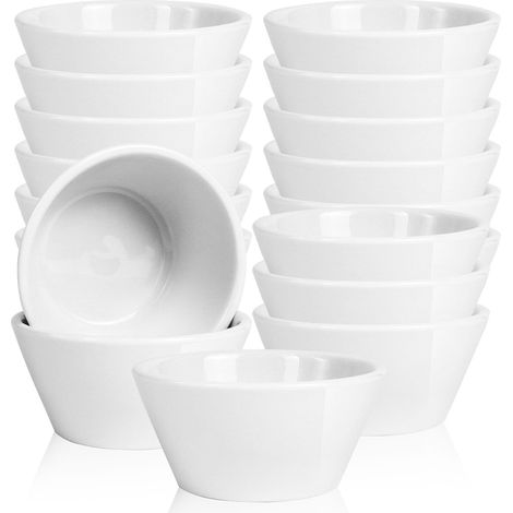 Lot de 18 Bols en Porcelaine Blanche 240 ml, Ramequins Empilables (1/5)