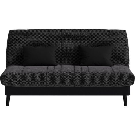Banquette convertible Elios clic clac, couchage 130 x 190 avec rangement intégré + 2 coussins OFFERTS, Géometrik noir (1/4)