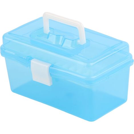 2-stöckiger Werkzeugkasten, tragbare Aufbewahrung für Elektriker und Heimwerker, Kunststoffkoffer mit Organizer, Mini 20x11x10,5 cm. (1/5)