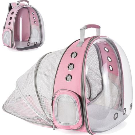 Sac à Dos Chat Chien.Sac Transport pour Chien Chat pour Petits Chats Chiens.Sac à Bulles pour Chat et Chien avec fenêtre Frontale Transparente et Dos Extensible,idéal pour Voyage (Rose Clair)