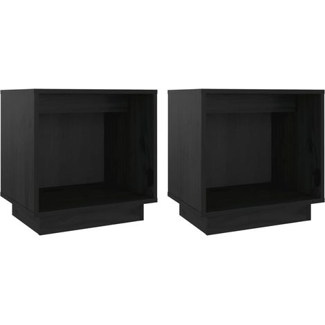 Juego de 2 mesitas de noche con compartimento abierto 40 x 30 x 40 cm madera pino negro DEC035505