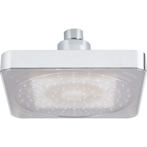 Quadratische Deckendusche mit 15 cm LED-Leuchtmittel, 3 Lichtmodi, verchromter Wandduschkopf für moderne Badezimmer, Regeneffekt. (1/5)