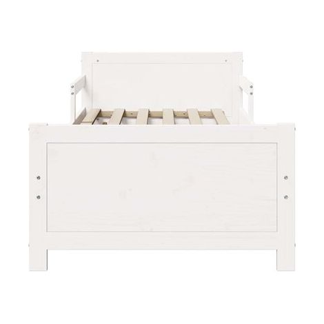 Cadre de lit blanc 80 × 200 cm en bois d'ingénierie, pour chambre, décor moderne, facile à assembler (1/5)