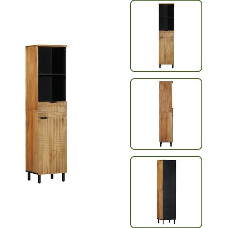Armoire salle de bain marron 38x33x160 cm bois massif manguier - Armoire De Salle De Bain - Armoires De Salle De Bain - Armoire De Rangement De Salle De Bain - Meuble De Salle De Bain (1/5)