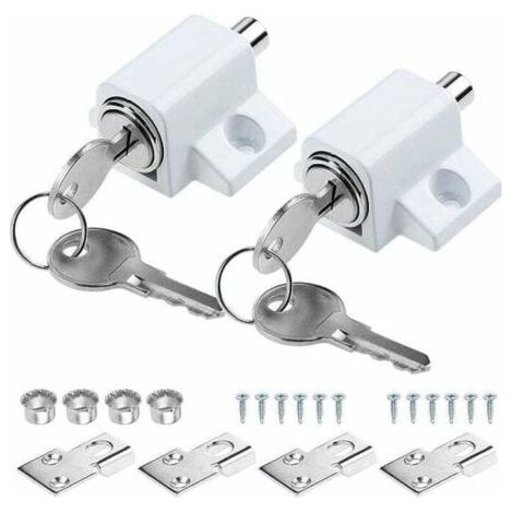 FENOPLASTICAGU.B/bon 2 x Verrou de sécurité pour porte-fenêtre coulissante blanche (1/4)