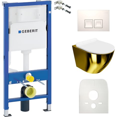 GEBERIT WC Set mit Vorwandelement, Wand-WC und Spülknopf (1/5)