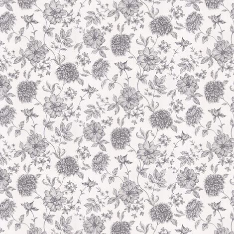Arthouse Fleur Mono White Grey Floral Wallpaper Glitter Flowers Nature Modern (1/4)