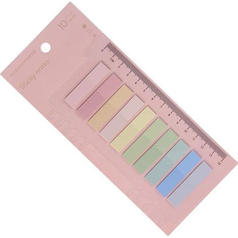 Selbstklebendes Lesezeichen mit Lineal, 200 transparente PET-Klebefolien, mehrfarbig, für Lesezeichen, Studium, Büro, Schultagebuch und Notizen. (1/5)