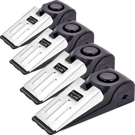 4 Pack Door Stop Alarm 120dB Loud Portable Wedge Entrance Alert Anti-Theft Burglar Safety Tools for Home Security Apartment House Travel (1/5)