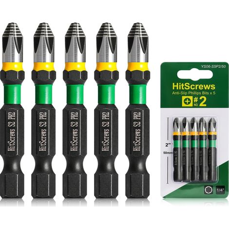 Embouts de Vissage PH2 Antidérapant 50mm Magnétique S2 5Pcs (1/5)