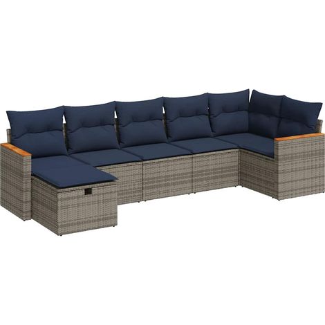 Maison Exclusive - 7-tlg. Garten-Sofagarnitur mit Kissen Grau Pol (1/5)