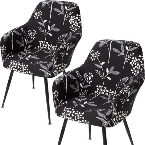 Housse de Chaise Extensible Lot de 2 Housses de Chaise de Salle à Manger avec Accoudoirs Housse Chaise Bureau Amovible Lavable Protection Chaise pour Salon Cuisine Hôtel (1/5)