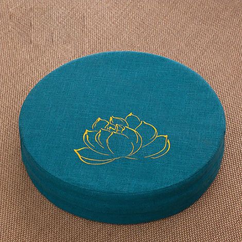 Coussin de méditation en lin, tapis de sol, tapis de relaxation, coussin de méditation pour genoux, tatami d'intérieur, amovible et lavable, bleu lac. (1/5)