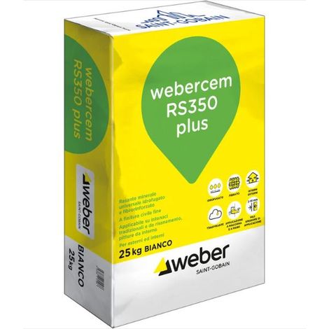 Webercem rs350 plus bianco 25 kg rasante idrofugato e fibrorinforzato