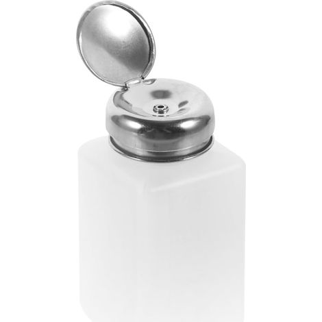 200 ml weiße, nachfüllbare Pumpflasche aus Kunststoff und Metall Auslaufsicherer Spender für Nagellackentferner und Make-up-Entferner, leere Flasche zum Nachfüllen, für Kosmetikzwecke (1/5)