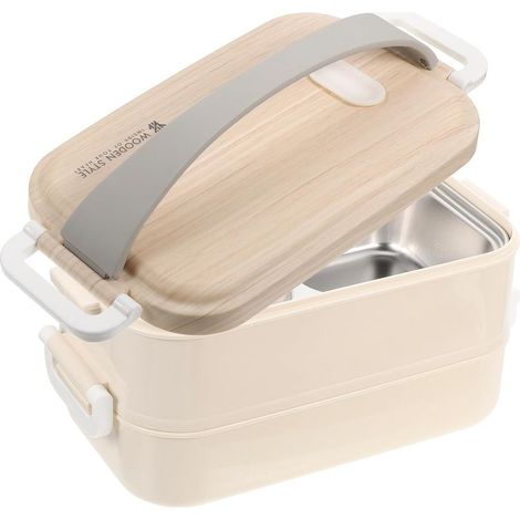 Boîte à bento double compartiment, format portable et en acier (1/5)