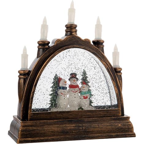 Lanterne de Noël lumineuse à effet neige et paillettes – Bougie sans flamme (1/5)