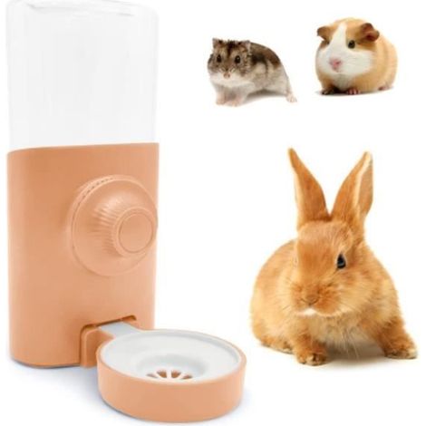 Distributeur Eau Lapin, 600ML Suspendue Abreuvoir Lapin Automatique Biberon Cochon d'Inde Anti-Goutte d'Inde Hérisson Furet (Rose) (1/4)