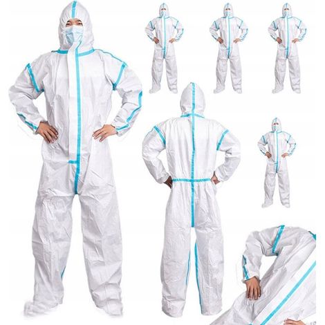 5 TUTA PROTETTIVA MONOUSO PER VERNICIATURA MEMBRANA MICROPOROSA 185 CM (1/4)