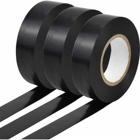 3 Rollen Isolierband, 20 m x 19 mm, schwarzes Isolierband, hochtemperaturbeständiges Klebeband, Klebeband für Baustellenelektriker, PVC-Klebeband für die Reparatur von Drähten und Kabeln