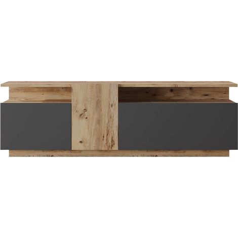 Mobile TV Rebecca Mobili Elais 46,5x150x29,5 Truciolato Rovere Chiaro Grigio Scuro Moderno (1/5)