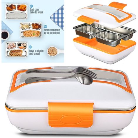 Trade Shop - Cálculo Eléctrico De La Comida Delantera Del Contenedor Del Contenedor 3 Compartimentos + Cubiertos 40w - (1/5)