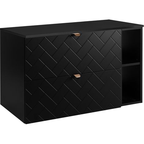 Rodan Waschbeckenunterschrank 100 cm, Schwarz Matt, 46 x 100 x 62,3 cm, mit Waschtischplatte und Badregal, feuchtraumgeeignet, Badmöbel