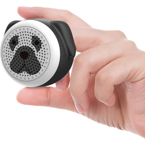 Tragbarer Bluetooth-Lautsprecher, klein, laut, klarer Klang, Selfie-Funktion und Anrufannahme, kabellos (White Dog)