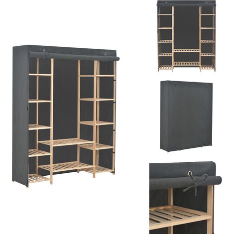 Garde-robe Gris 135 x 40 x 170 cm Tissu - Armoire - Placard - Dressing - Meuble Rangement - Armoire Tissu (1/5)