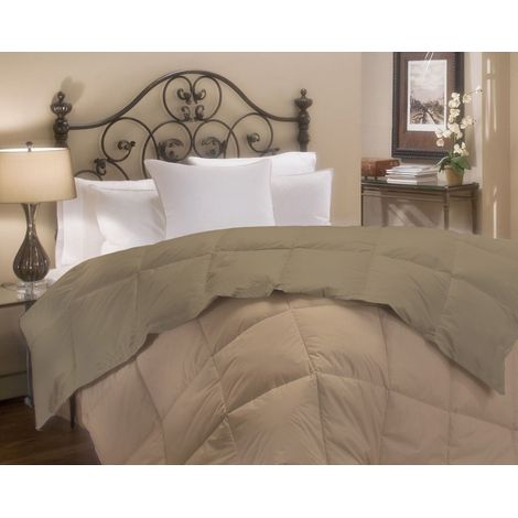Piumino invernale in Piuma d'Oca 90/10 Double Face piumone caldo trapuntato trapunta in 5 colori 300 gr/mq Inverno Beige/Crema - Singolo