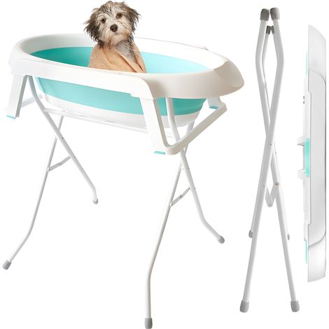 Baignoire pour animaux de compagnie deux en un avec support pliable amovible, capacité de charge 15 kg, 87 × 61 × 85 cm, verte. (1/5)