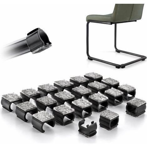 Filzgleiter für Stühle, 25-mm-Clipgleiter, Stuhlgleiter, Clipgleiter für Schaukelstühle, U-förmige Gleiter für runde Rohre, 32 Stück (1/5)