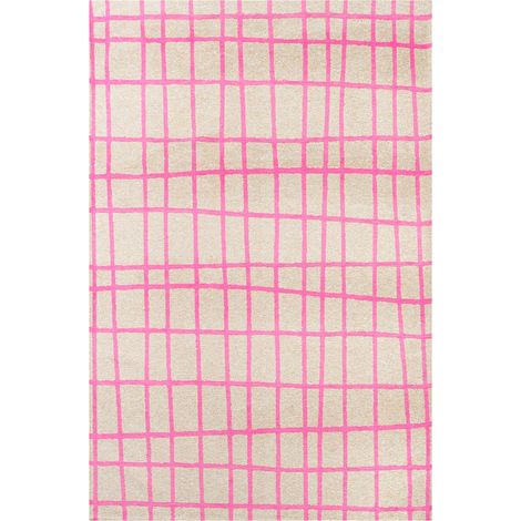 Tapis intérieur extérieur rose motif géométrique antidérapant - 240 x 340 cm