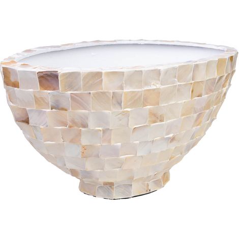 Macetero de madera y madreperla beige 62x29x33h cm (1/5)
