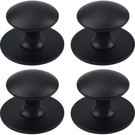 Boutons de placard adhésifs, boutons de placard de cuisine auto-adhésifs, poignées de tiroir, 4 pièces (noir) (1/5)