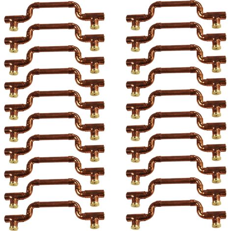 Lot de 20 Poignées mobiles et élégantes en Cuivre - Entraxe 128 mm - Ø12 - Arcanaute (1/3)