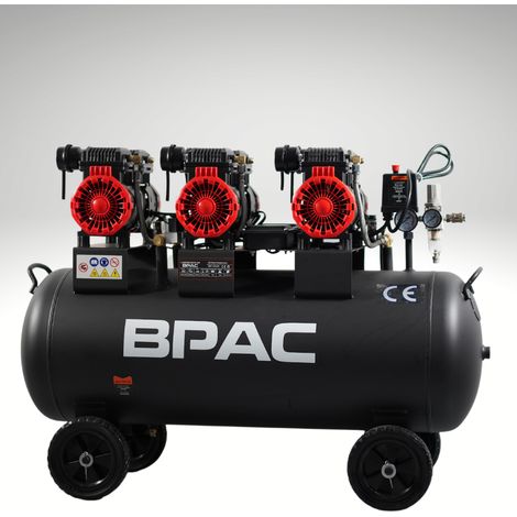 Bpac – Compresseur d'air comprimé 100L 4,5 CV sans huile – Débit 636 L/min – Acier résistant à la corrosion – Pour outils pneumatiques