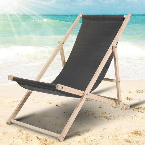 Jiubiaz Tumbona plegable para jardín Cómoda Balcón Madera Tumbona 120 kg Gris