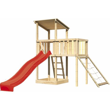 Akubi Spielturm Anna natur Rut. rot ABP+Netzrampe