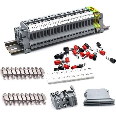 Kit de Bornes de Traversée UK 2.5N Borniers Bornes sur Rail DIN, Bornier Sur Rail DIN Kit de Borniers sur Rail DIN pour Projets D'automatisation Conversion de Circuit (1/5)