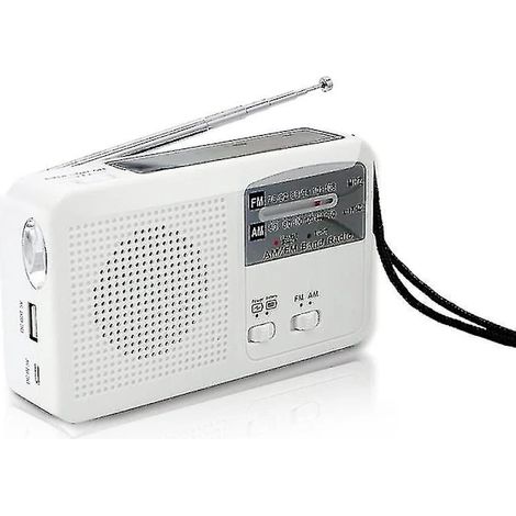 Filiyano – lampe torche LED – Radio d'urgence avec alimentation solaire et manivelle, autonome, batterie rechargeable par USB, radio FM/AM, lampe (1/5)