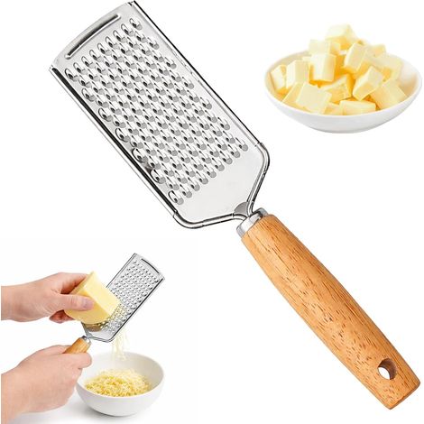 Rape Fromage, Râpe À Fromage Manuelle pour Fromages À Pâte Dure Rapeuse pour Parmesan Zesteur pour Agrumes en Acier Inoxydable avec Manche en Bois De Ergonomique 22 X 5,5 pour Cuisine (1/5)