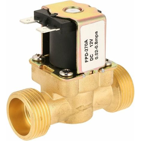 DC 12V G3/4 Électrovanne électrique normalement fermée, Électrovanne en laiton, Électrovanne NC (G3/4 DC12V)--