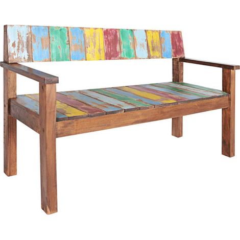 vidaXL Banco de madera maciza reciclada 115 cm (1/4)