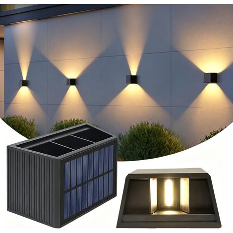 Lot de 2 Lampe Murale Solaire, 3000K Applique Extérieur Vintage, Réglable de Haut en Bas Luminaire Solaire étanche IP65 (1/5)