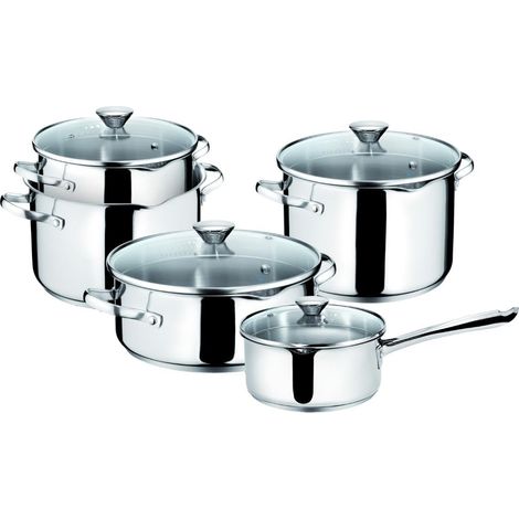 Lagostina Batería de cocina 9 piezas acero inoxidable plata