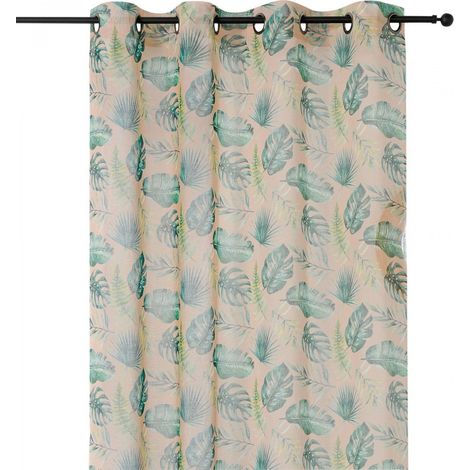 Voilage tamisant imprimé mini végétaux Beige 150x260 cm (1/3)