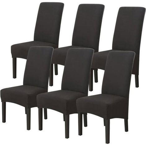 Housses de Chaises 6 pièces Grand Taille Noir,Housses pour Chaises de Salle a Manger Universelle, Couverture Couvre de Chaise Salon (1/4)