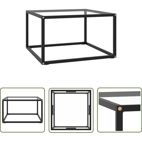 The Living Store Table basse Noir avec verre trempé 60x60x35 cm - Table Basse - Meuble Salon - Table D'appoint - Table Design - Table Contemporaine (1/5)